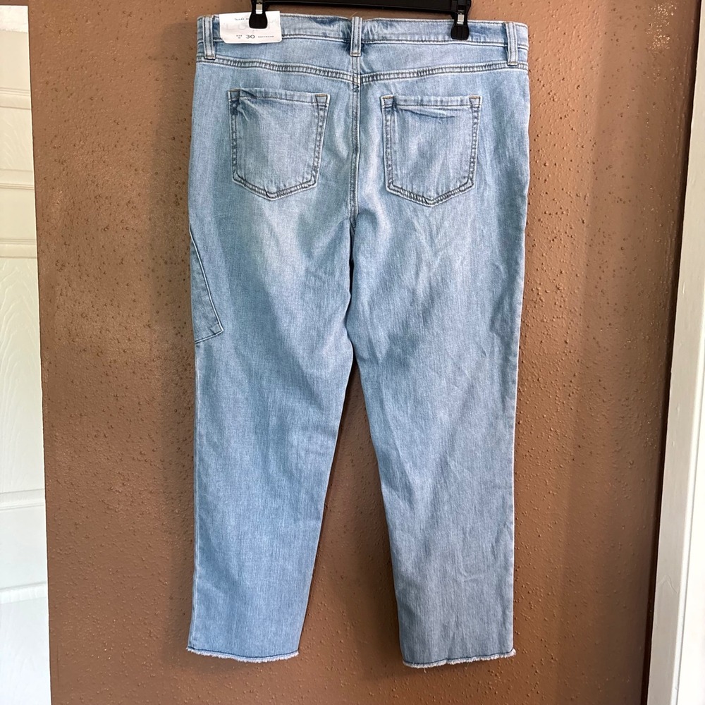 Loft Patchwork Boyfriend Jeans Light Wash Raw Hem Denim Size 30 10 NEW - Picture 4 of 11